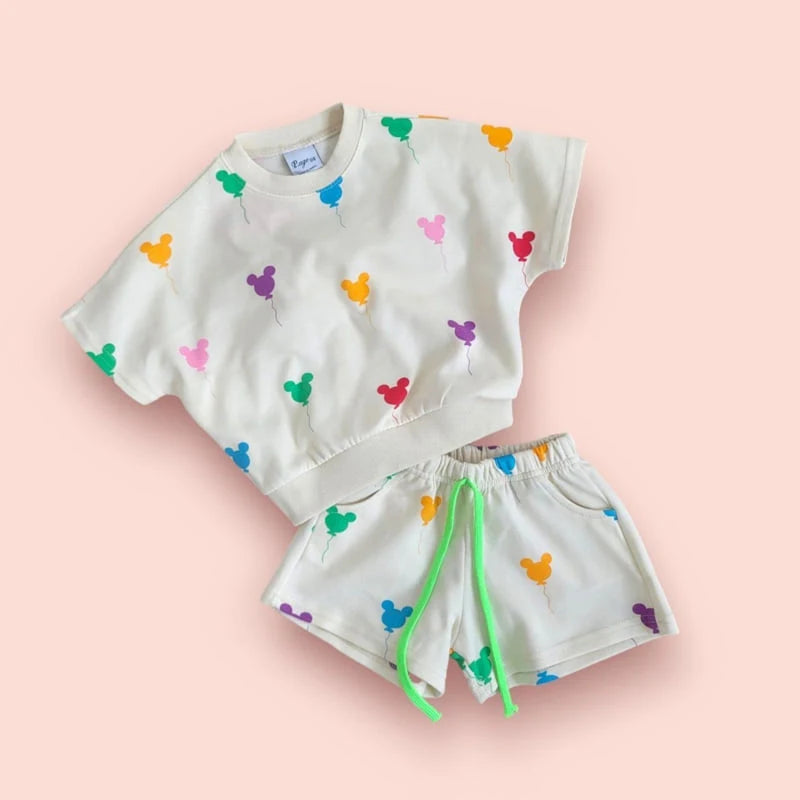 Balloon M Top & Bottom Short Set